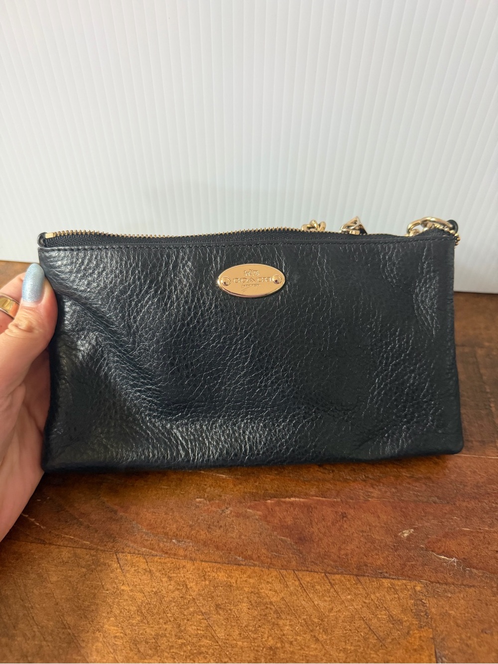 Coach black leather crossbody bag